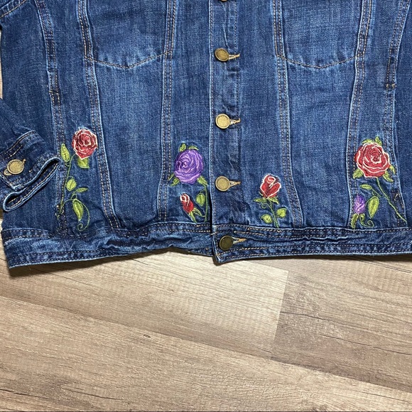 Blank NYC Distressed Floral Denim Jean Jacket - Picture 6 of 16